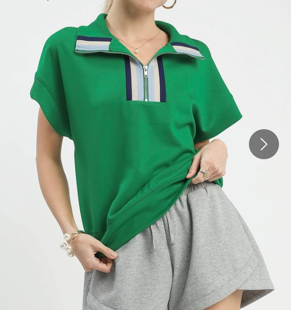 Kelly Green Color Block Top