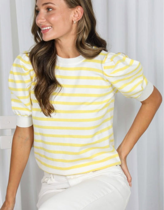 MELLOW YELLOW PUFF SLEEVE TOP
